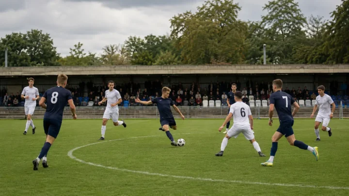 NB III-as regionális labdarúgó-mérkőzés egy kompakt stadionban